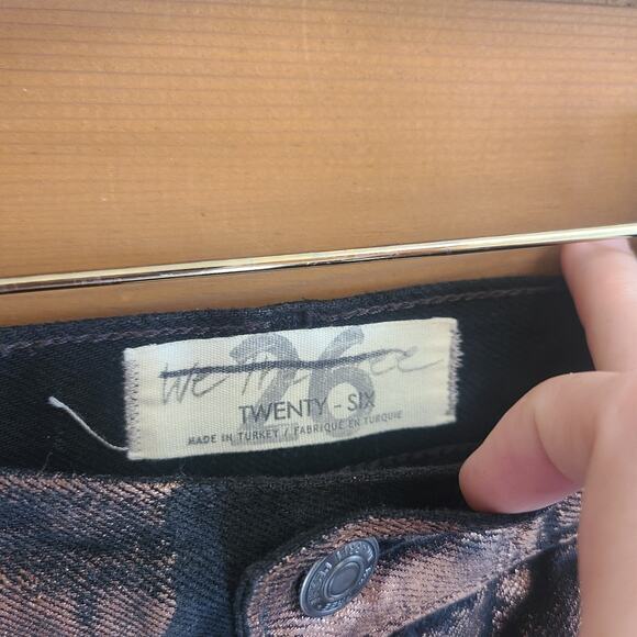 Free People Maggie Coated Crop Mocha Brown Size 26 Metallic Raw Hem Distressed - Picture 4 of 5